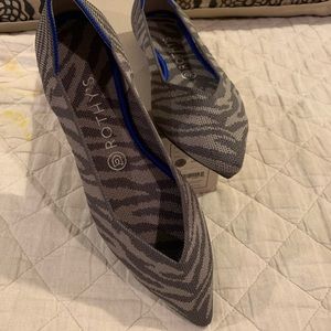 Rothy’s size 9, pointed toe Grey Zebra. Never worn